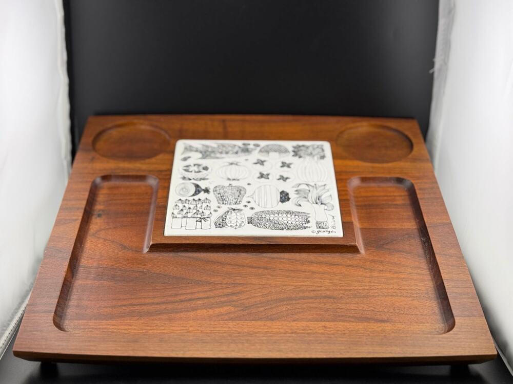 MCM Teak Cheese Tray, by Georges Briard